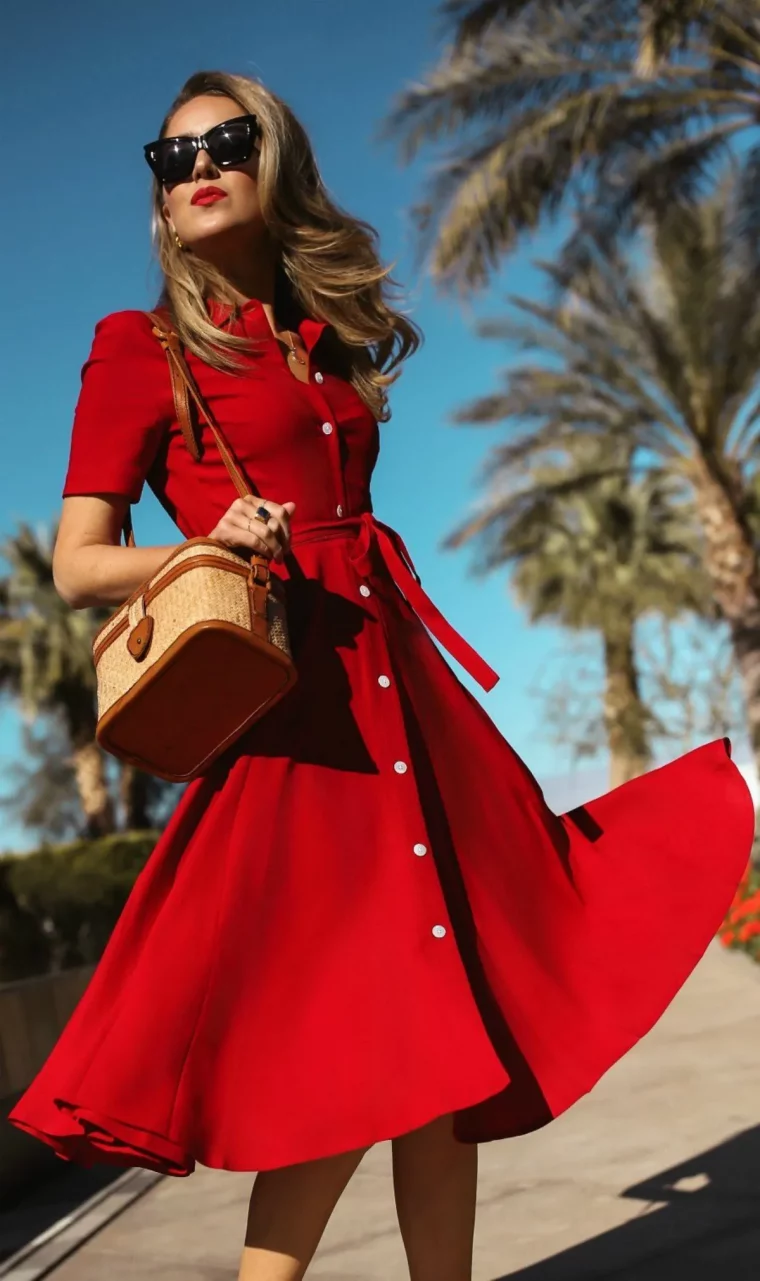 comment s'habiller casual chic femme robe rouge