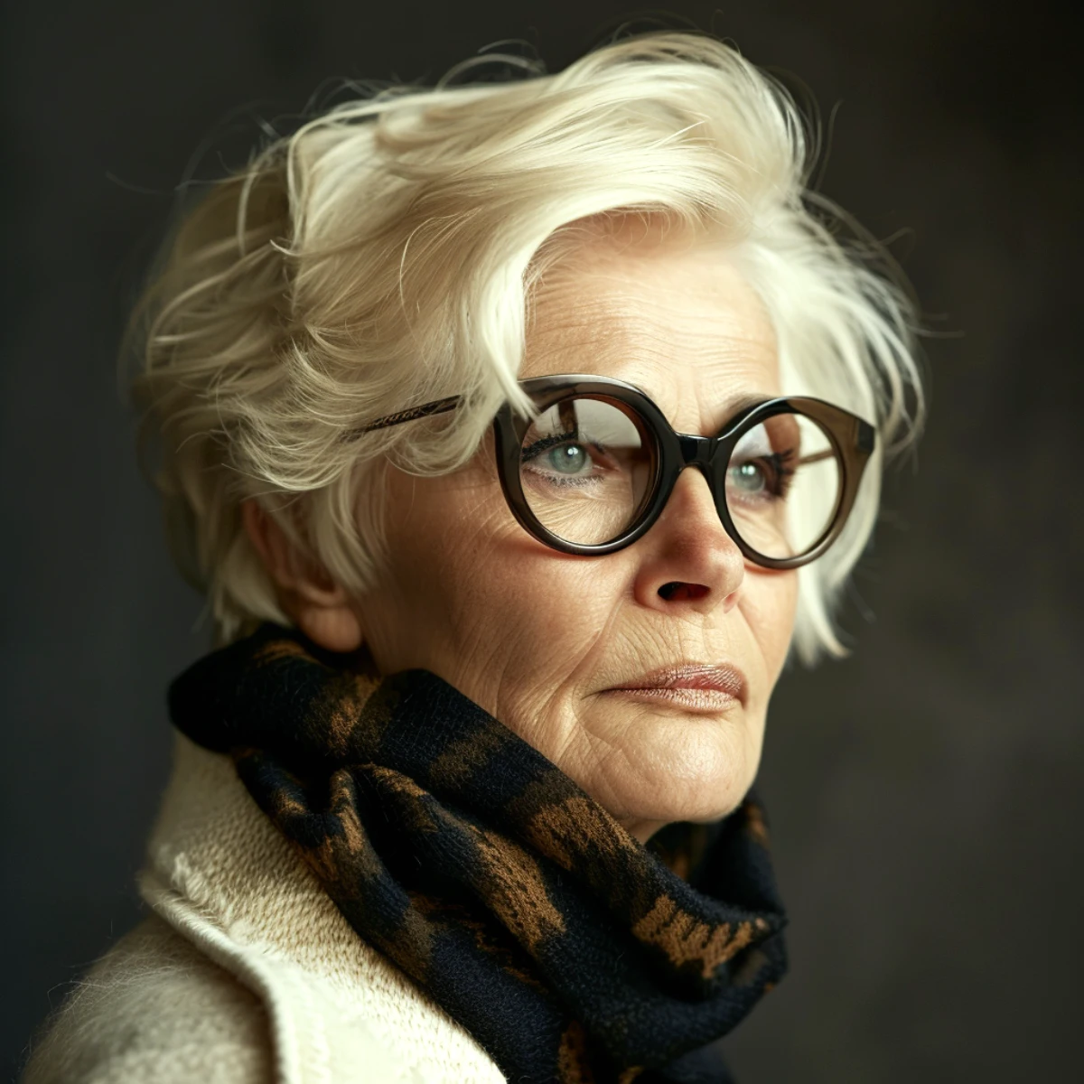 coupe de cheveux courte degradee femme 70 ans avec lunettes grosse monture