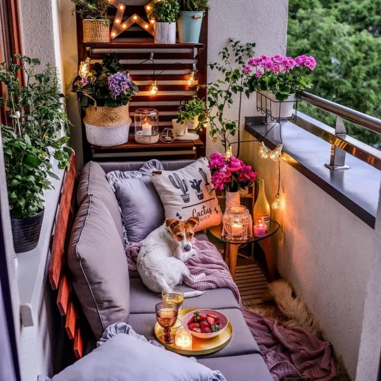 comment decorer uen petite terrasse etagere avec plantes