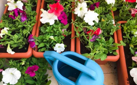 jardiniere plantes balcon fleurie arrosoir engrais naturel pour pétunia