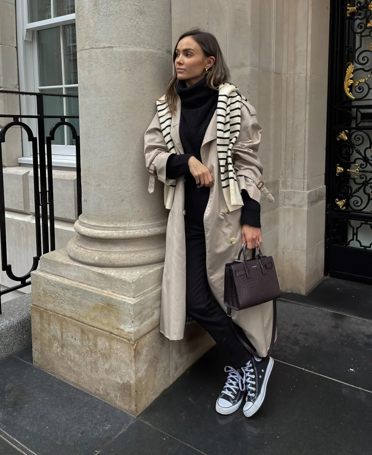 look avec converse haute trench