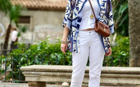 comment porter le kimono a 60 ans look jean blanc