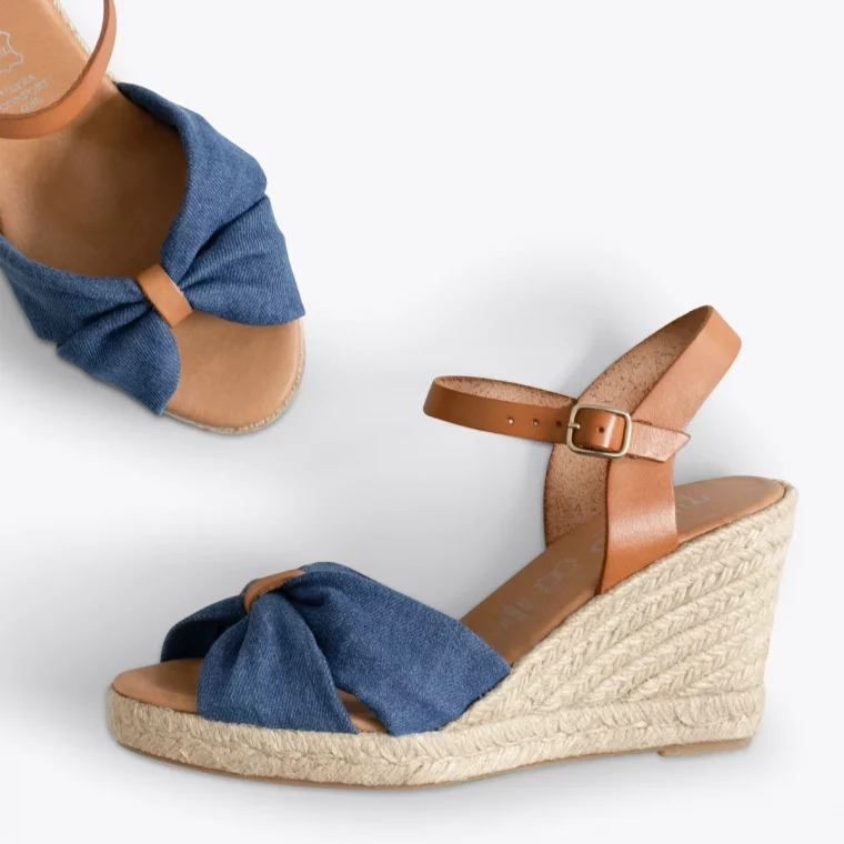 espadrilles modeles compensees jean et cuir femme mode