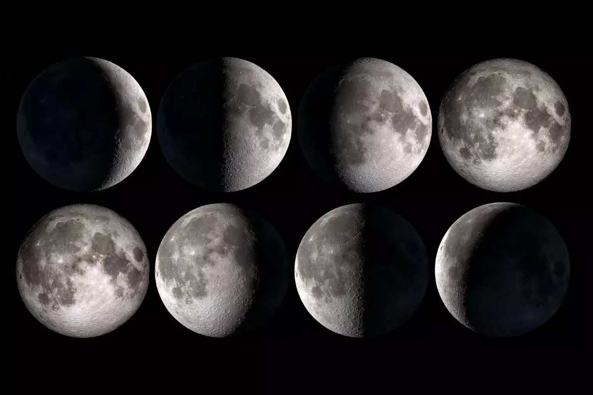 phases de la lune sur fond noir