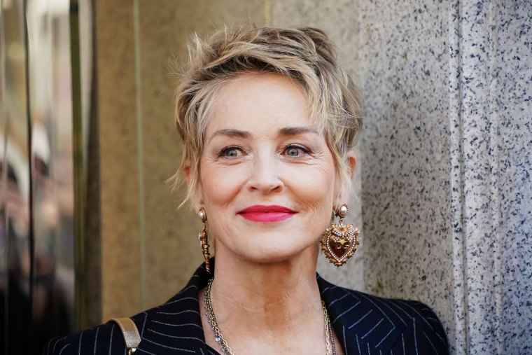 sharon stone coiffure femme 60 ans rebelle mèches blondes