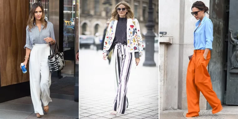 tenues avec des pantalons a jambes larges et chemisiers