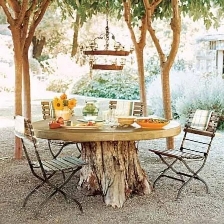 comment faire de l'ombre dans son jardin arbre ombrage pommier bancs ettable