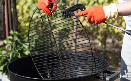 comment nettoyer un barbecue trеs encrassе grille brosse rigide gants protection rouge