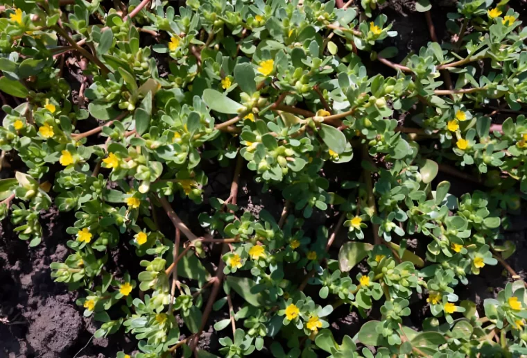 du pourpier en abondance avec des petites fleurs jaunes