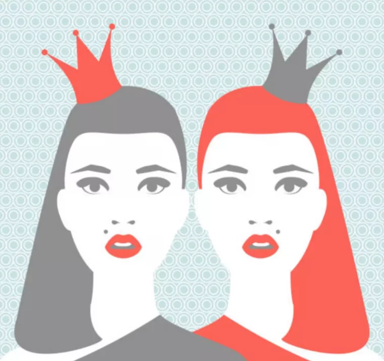 graphique exprimant le signe du gemeaux avec les visages de deux femmes