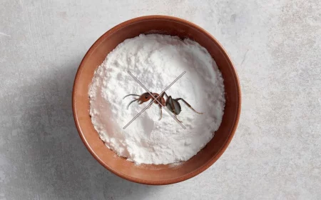 insecte comment se debarrasser des fourmis avec du bicarbonate de soude bol poudre blanche surface beton