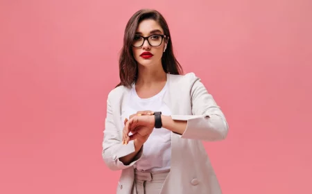 lunettes de vue brunette femme intelligeance accessoire montre blazer oversize