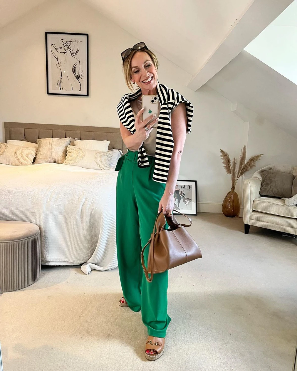 pantalon large vert mode femme 50 ans