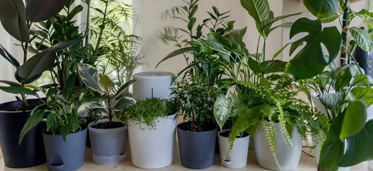 plantes vertes en pot blancs et gris regroupees