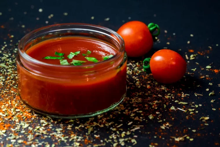 recette ketchup maison tomates mures cerises herbe fraiche aromatique pot en verre