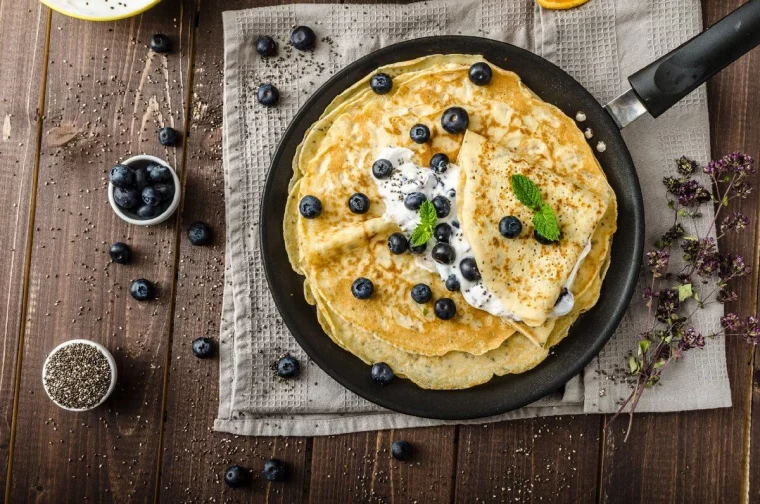 recettes de crepes healthy au yaourt et myrtilles