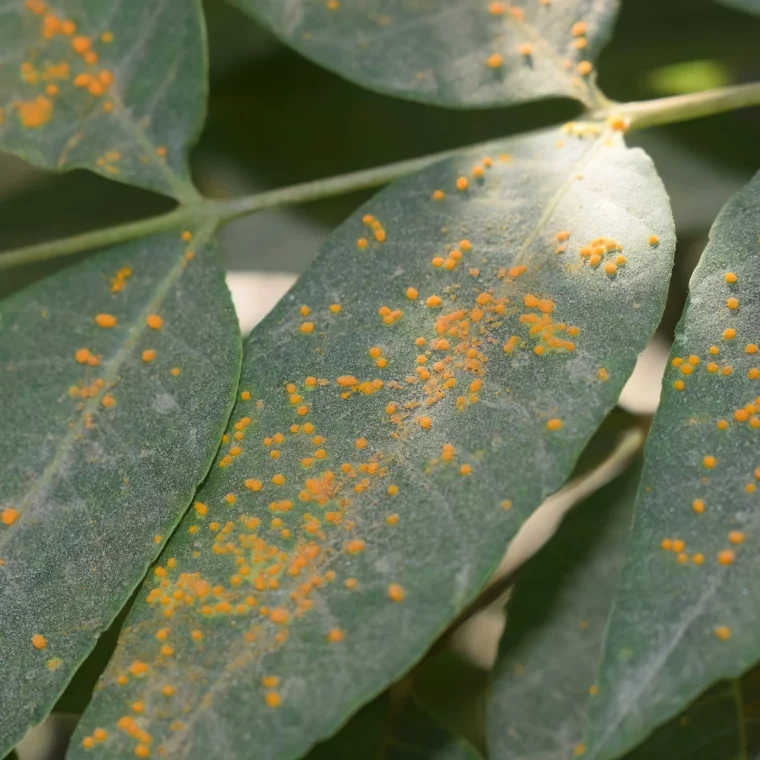 rouille maladie feuilles taches orange tige soleil plante verte