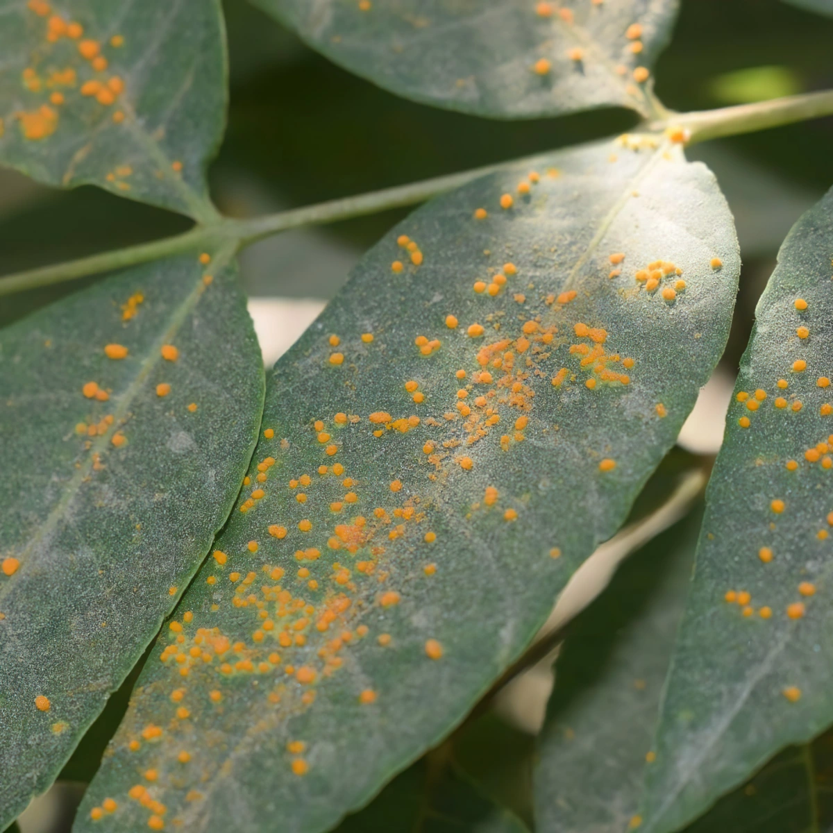 rouille maladie feuilles taches orange tige soleil plante verte