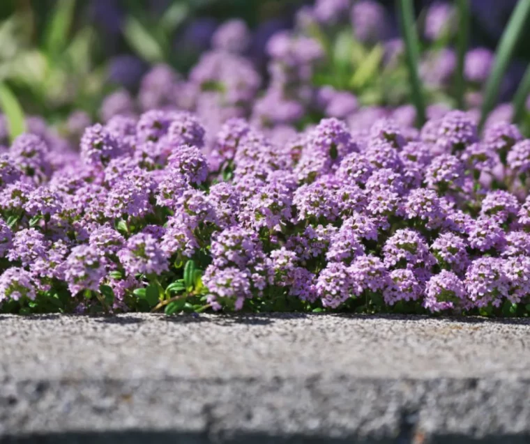 thym rampant à planter dans le jardin contre les mauvaises herbes idée plante couvre sol