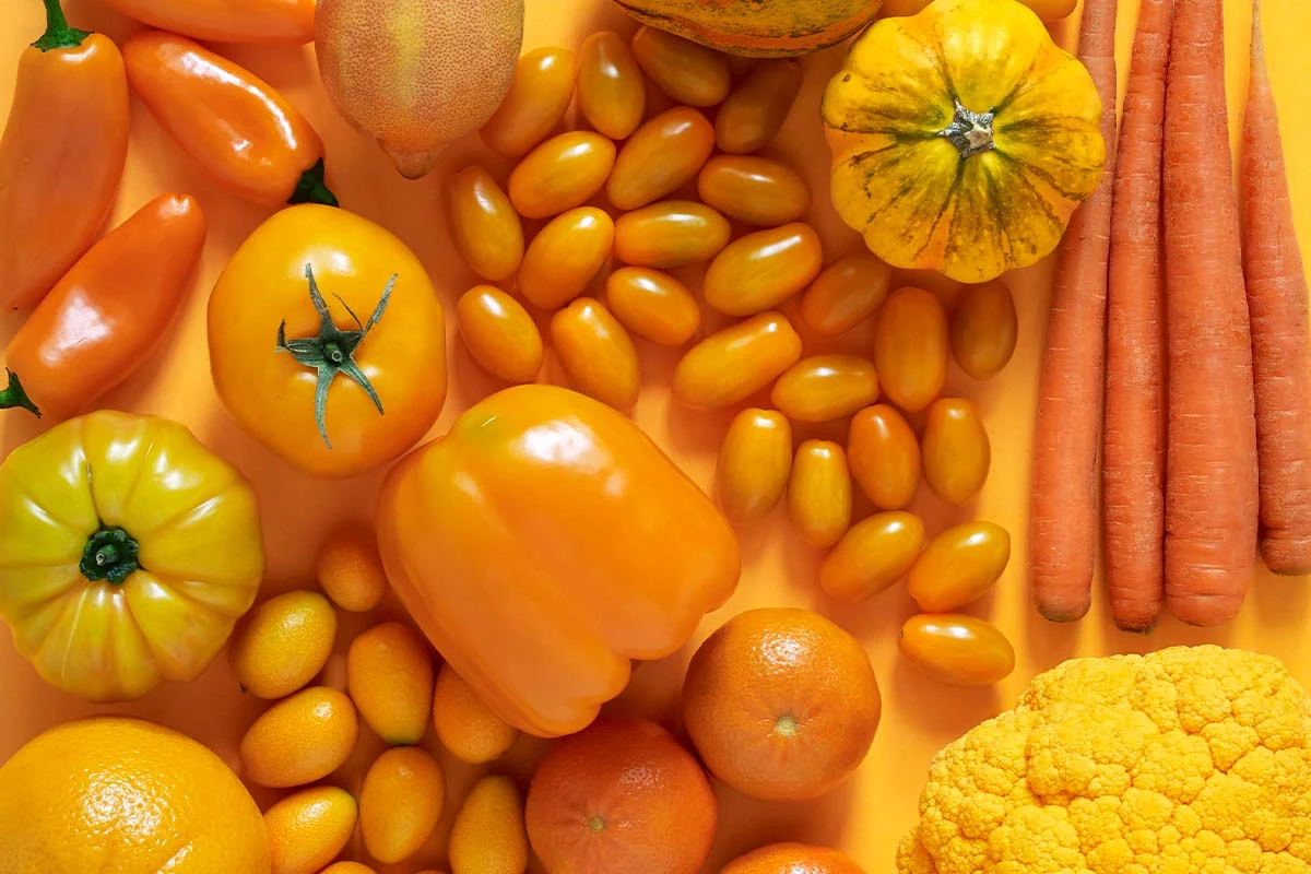 fruits et legumes oranges et jaunes regime colore