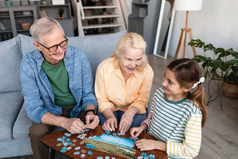 grand parents et fille puzzle jeux de casse tete linsoluble