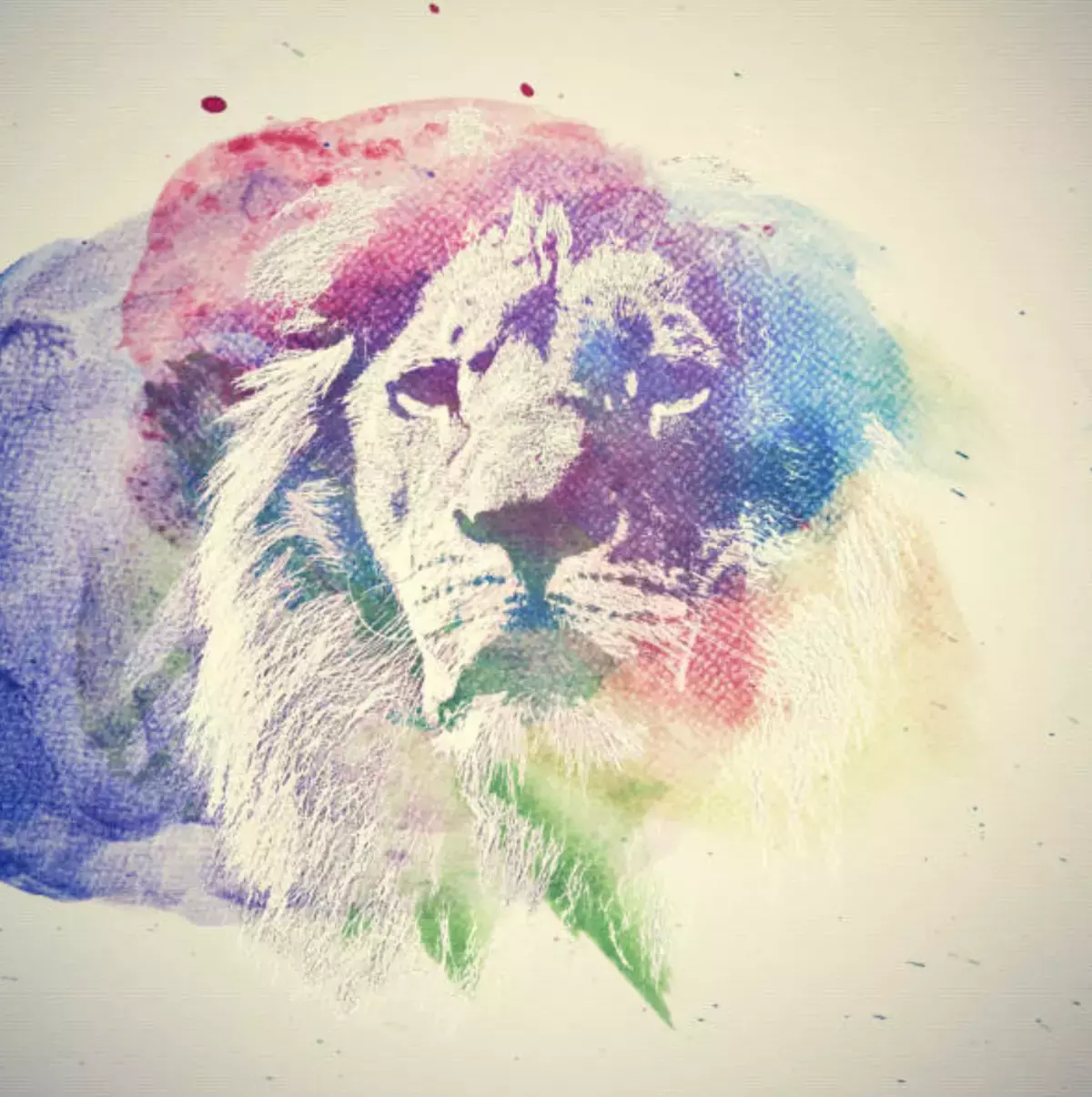 la tete d un lion peint en couleurs