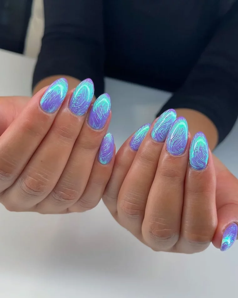 ongle ete 2023 pinterest effet sirene couleurs tendances bleu