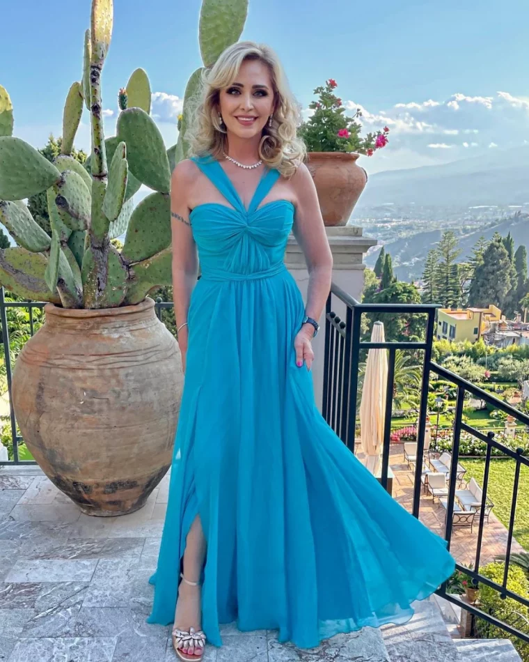 robe longue blue mariage a la plage cactus vert