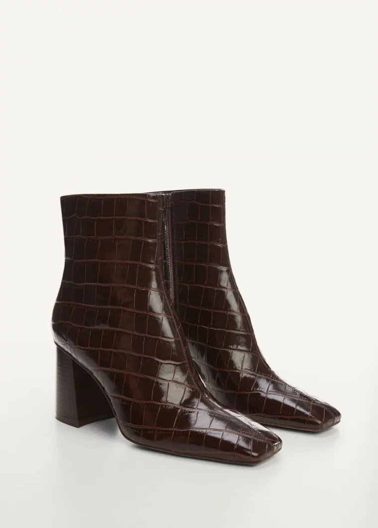 bottines marron a l effet croco