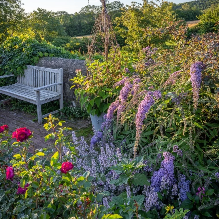 comment creer une haie brise vue rapidement jardin banc en bois