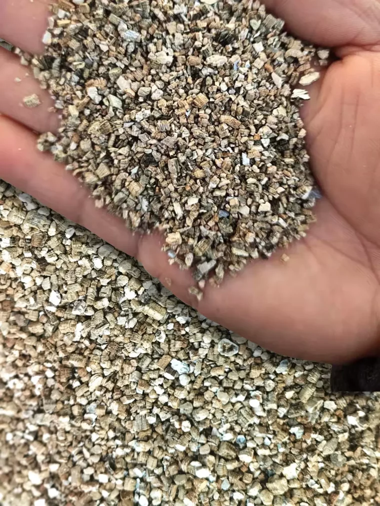 gros plan sur la vermiculite sur fond d une main