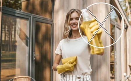 mythes sur le nettoyage de la terrasse femme blonde facade bois spray nettoyant
