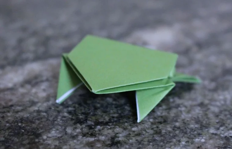 origami grenouille vert dans le portefeuille argent