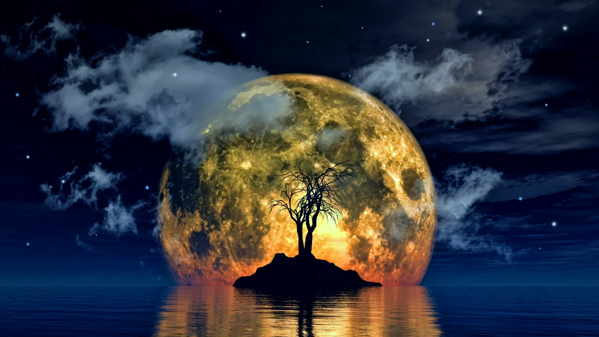 que faire pendant la pleine lune de septembre 29 lune orange paysage nocturne