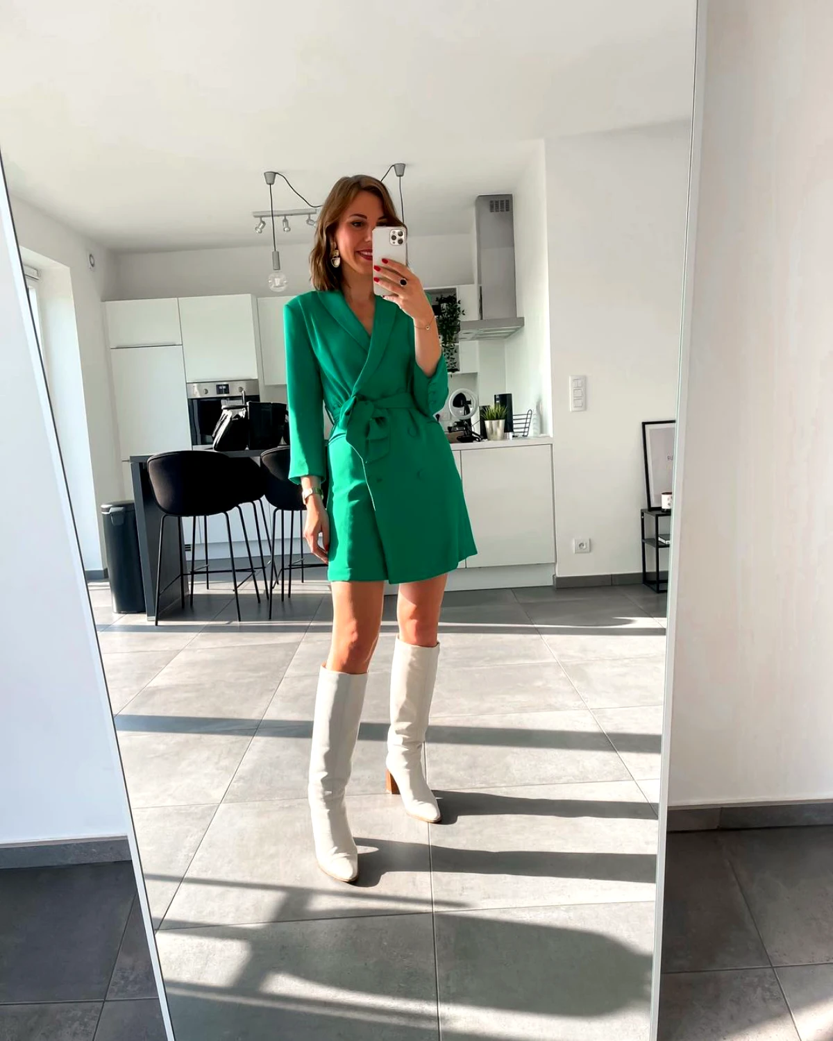 robe blazer verte bottines tendnace mode femme 2023