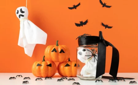 bricolage halloween 2023 suspension fantôme tissu blanc diy chauve souris papier noir