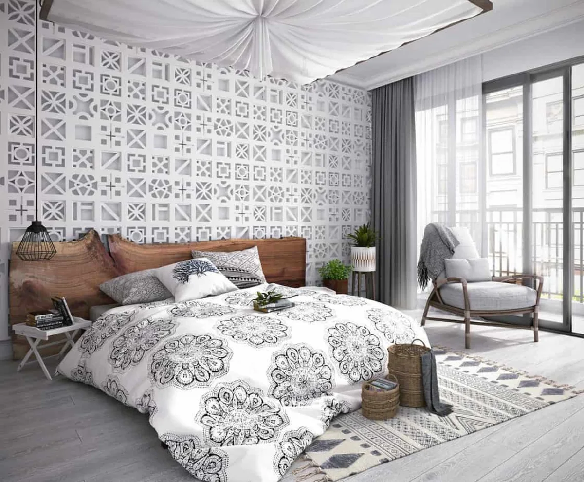 chambre moderne en blanc et gris apaisante