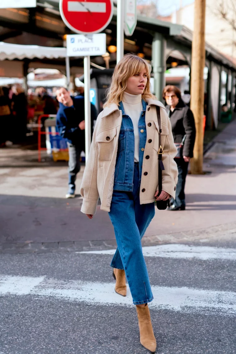 idees de look style en jean automne femme blonde rue