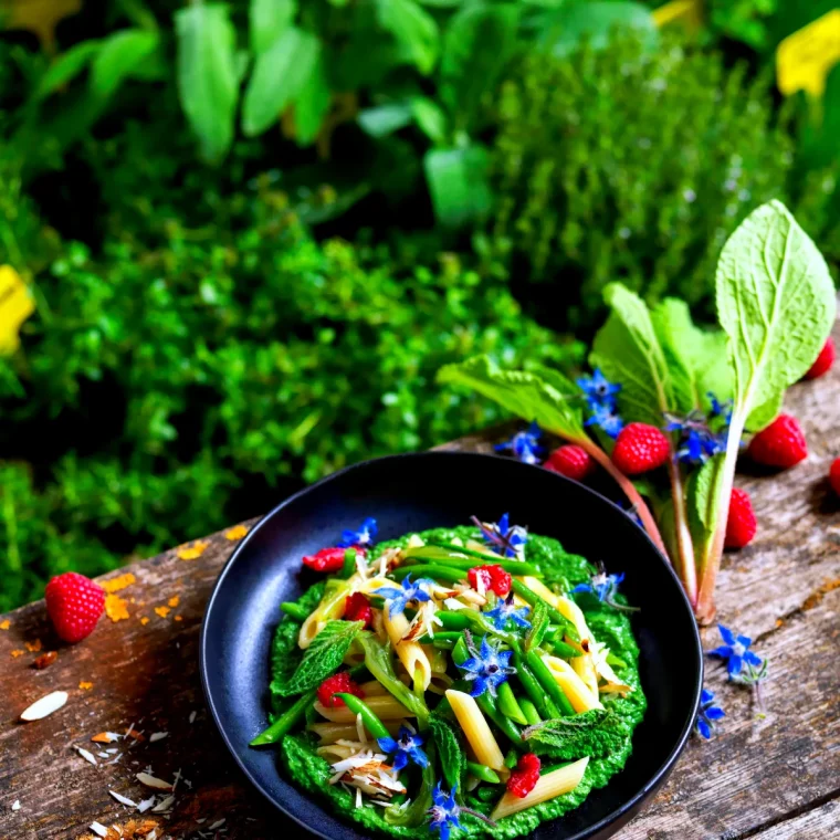 pates avec ricotta et bourrache plantes vertes