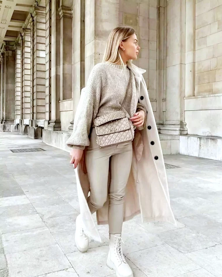 avec quoi porter un legging en cuir beige rue