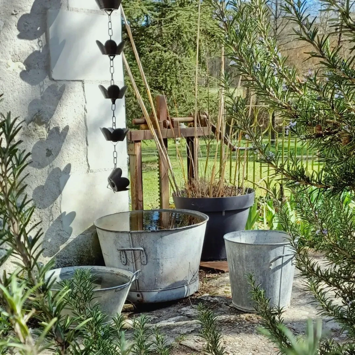chaine de pluie pour recolter l eau de pluie jardin
