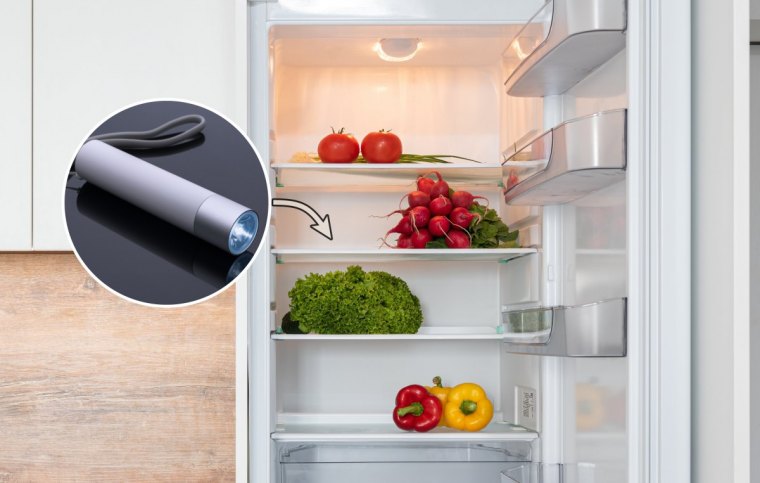 mettre une lampe torche dans le frigo aliments cuisine credence bois meubles haut blanc