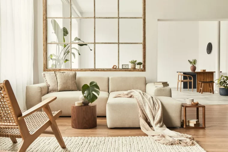 salon de style scandinave espace cosy en couleurs neutres