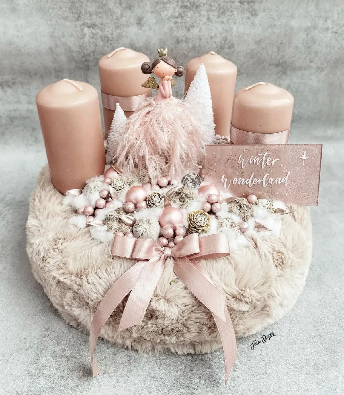 cadeau de noel chic et pas cher centre de table bougies rose pastel figurine princesse