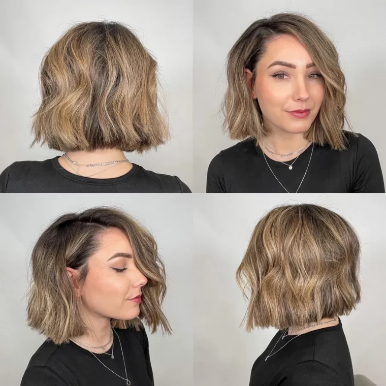 cheveux epais couper a bob et balayage dore