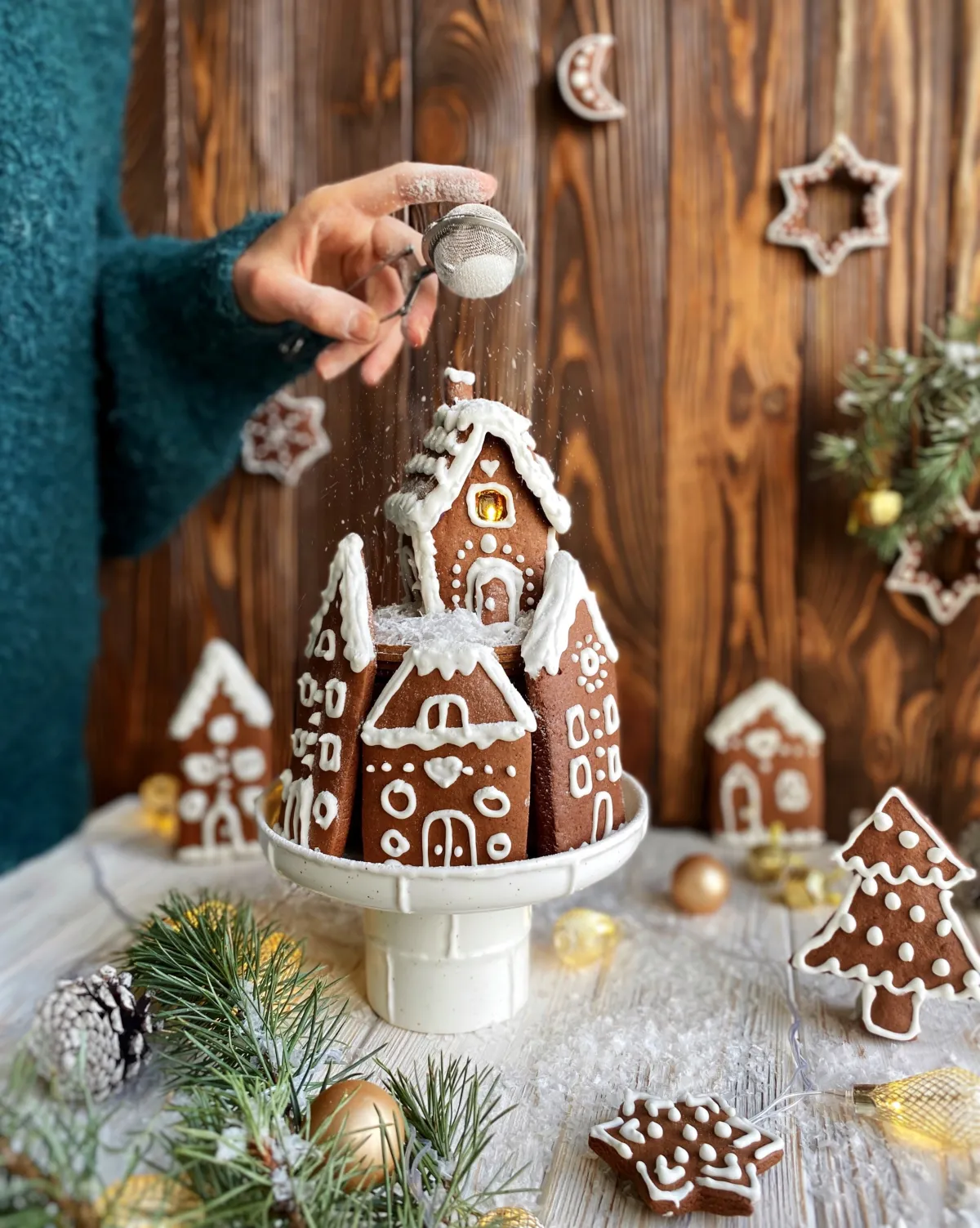 cute fond d еcran art culinaire maisons pain d epice sucre poudre ornements