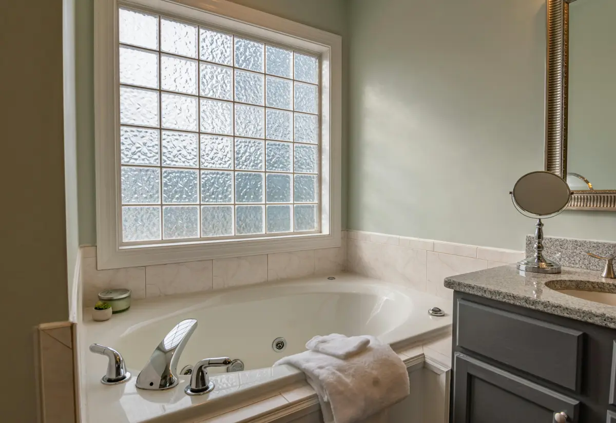 deco salle de bain avec baignoire fenetre meuble gris anthracite mat