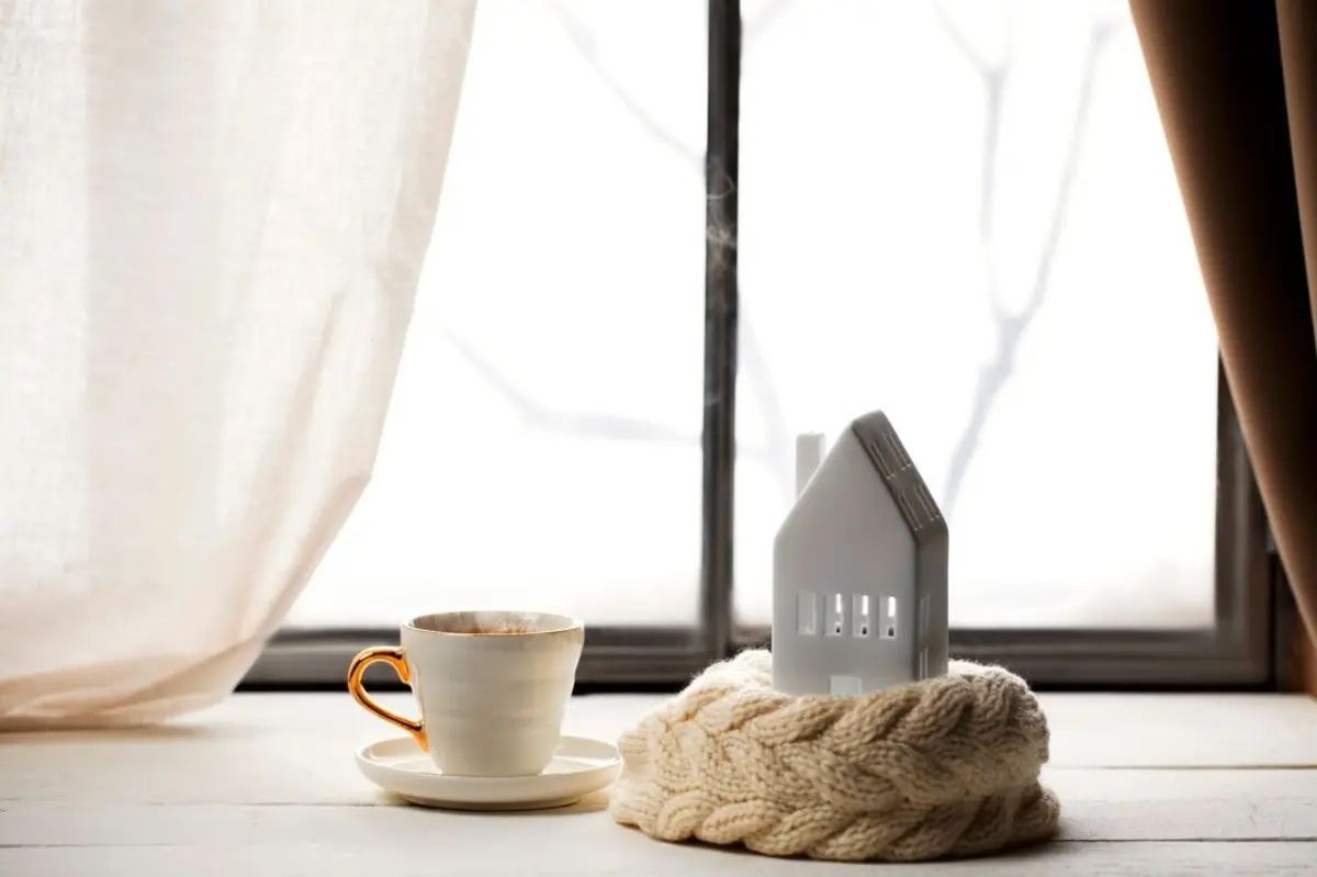 figurine maison ceramique plaid crochet grosse maille tasse cafe assiette
