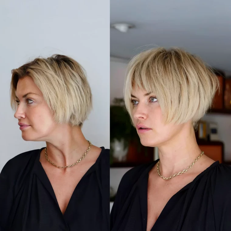 avant et apres coupe courte rajeunissante femme blonde