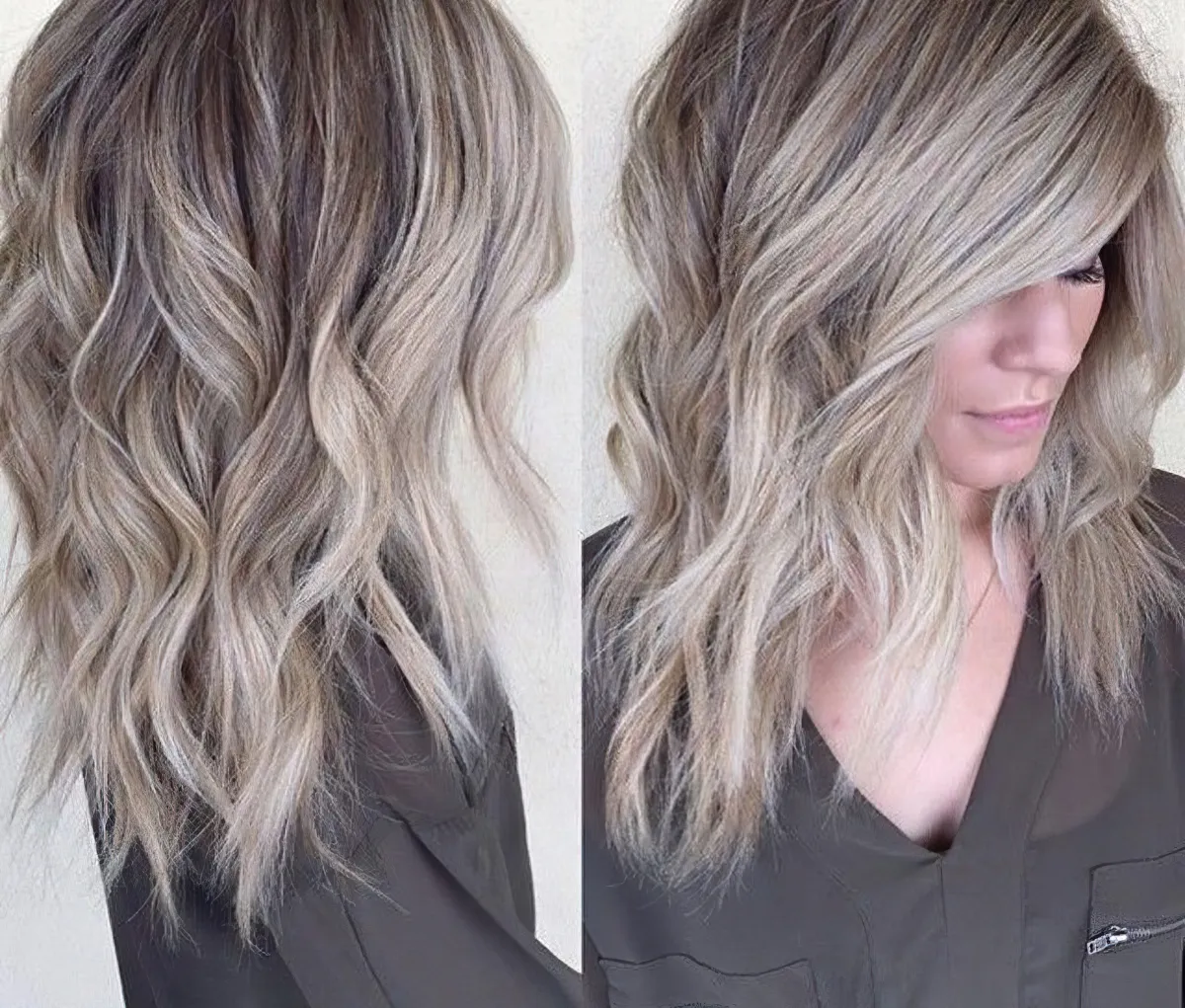 balayage clair blond polaire cheveux ondules